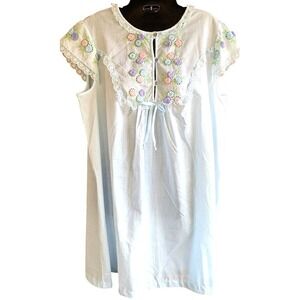 Vintage Nightgown Gilead L Romantic Sheer Feminine Fluffy Flower Accents USA